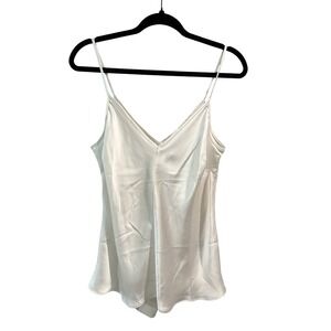 H&M Womens White Satin V Neck Camisole Top Tank Shirt Size Medium